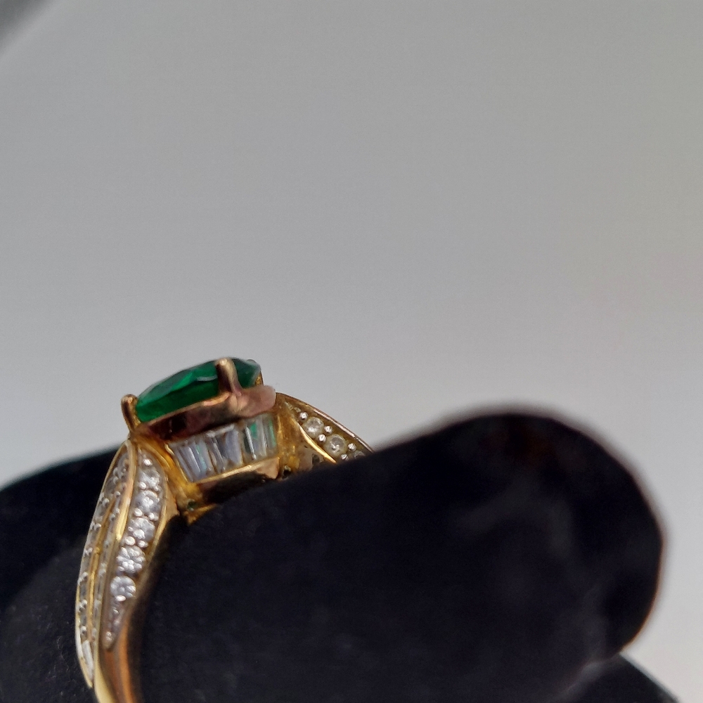 Vintage GOS 925 Faceted Green Stone and Cz. GC & Attractive. - Picture 9 of 11